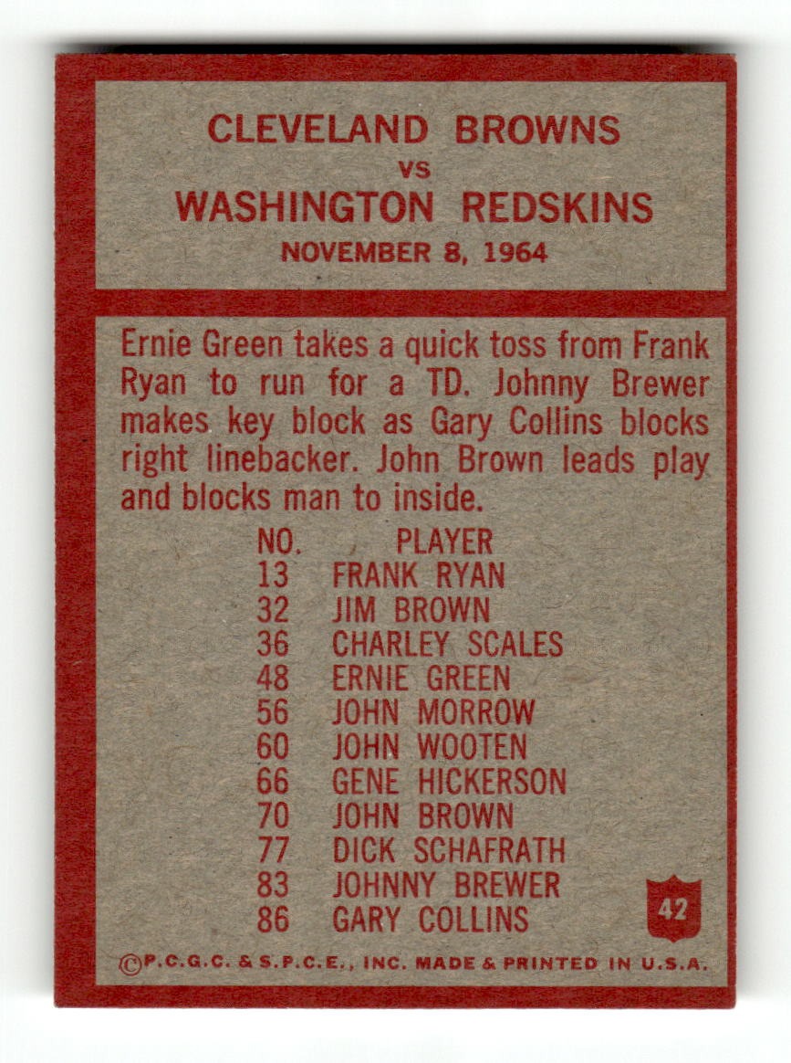 1965 Philadelphia #42 Browns Play of the Year - Blanton Collier Browns VGEX CS26018892