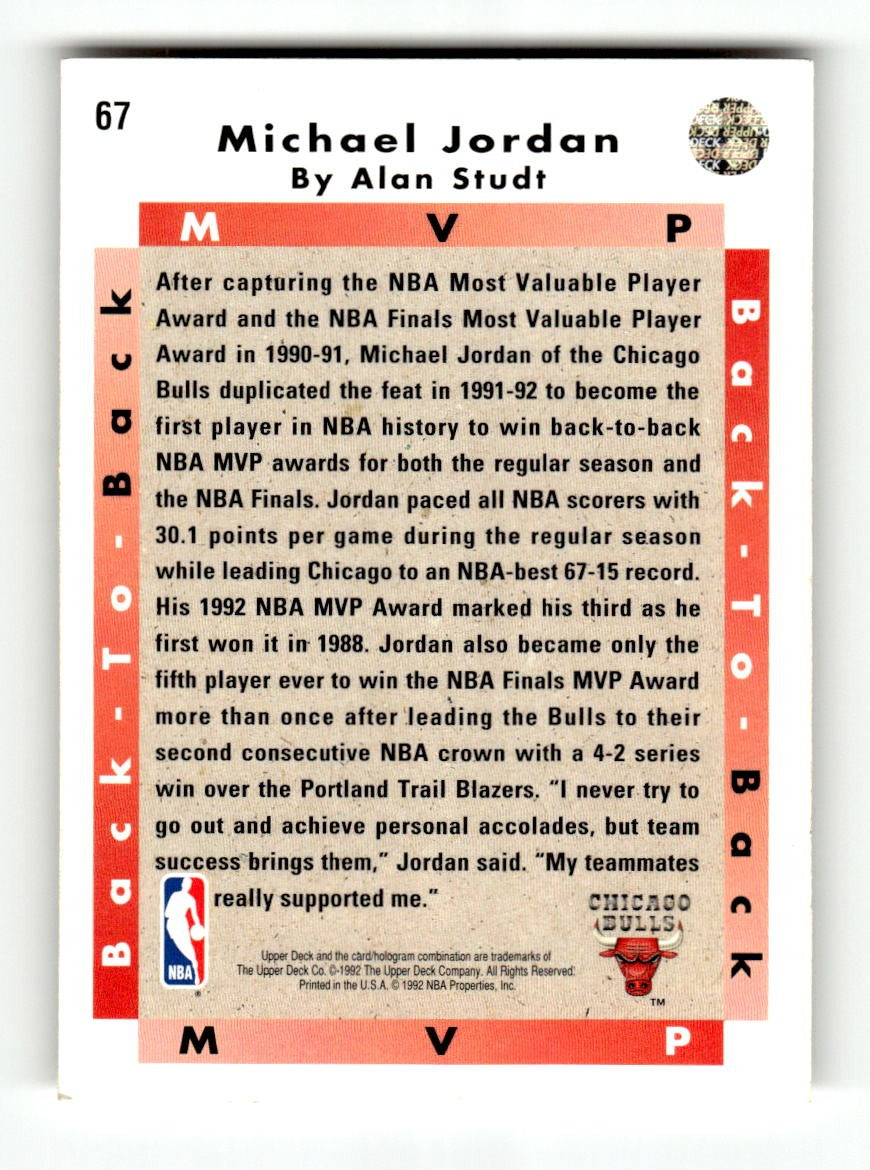 1992-93 Upper Deck #67 Michael Jordan Bulls EXMT CS26019119