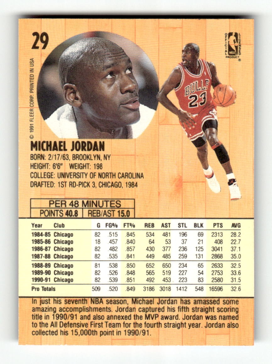1991-92 Fleer #29 Michael Jordan Bulls EXMT CS26019128