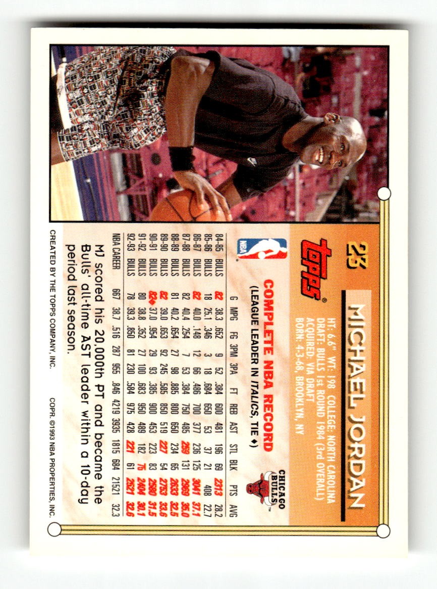 1993-94 Topps #23 Michael Jordan Bulls EXMT CS26019162