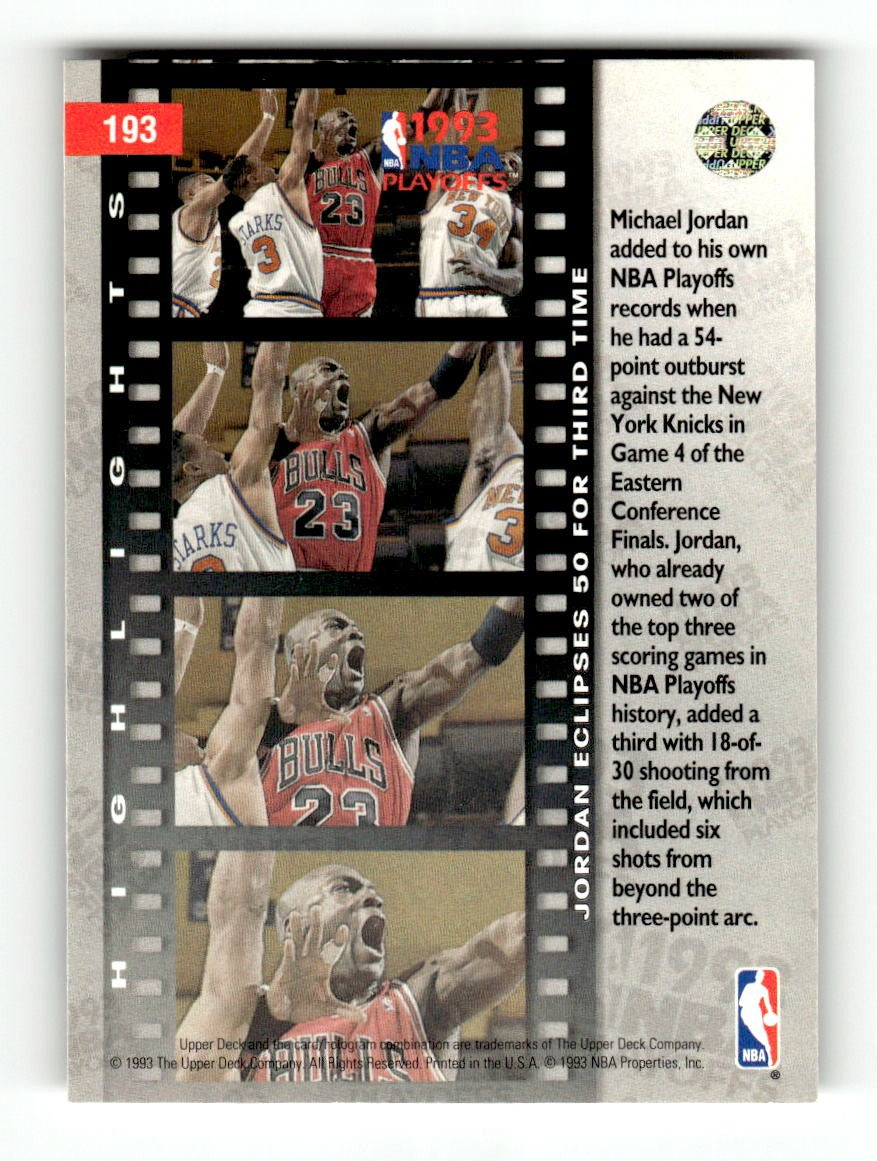 1993-94 Upper Deck #193 Jordan Scores 54 Points Bulls EXMT CS26019172