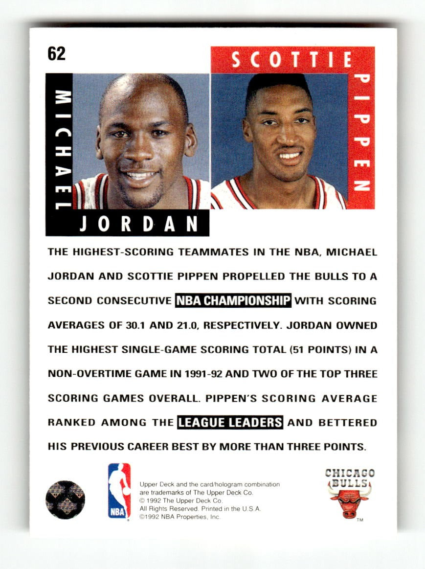 1992-93 Upper Deck #62 Michael Jordan / Scottie Pippen Bulls EXMT CS26019187