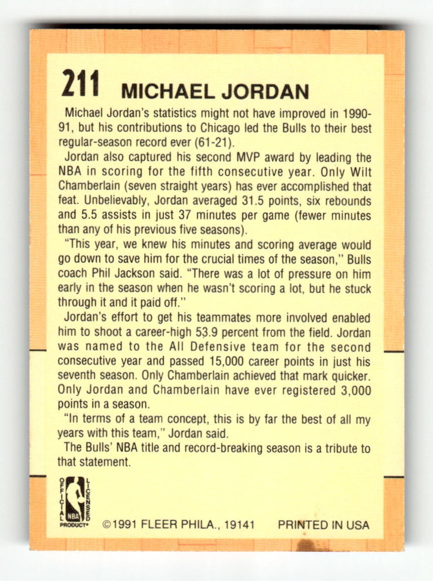 1991-92 Fleer #211 Michael Jordan Bulls VGEX CS26019199