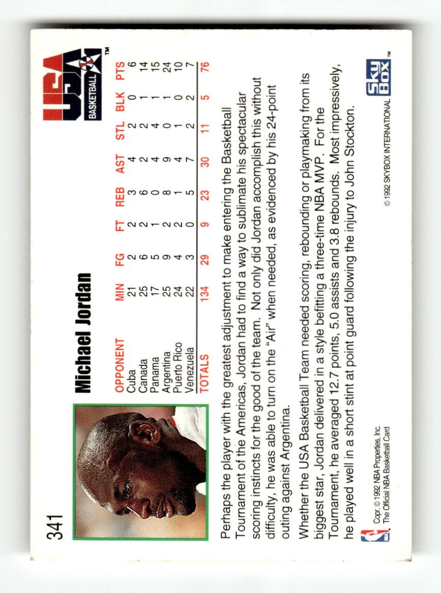 1992-93 Hoops #341 Michael Jordan USA EXMT CS26019217
