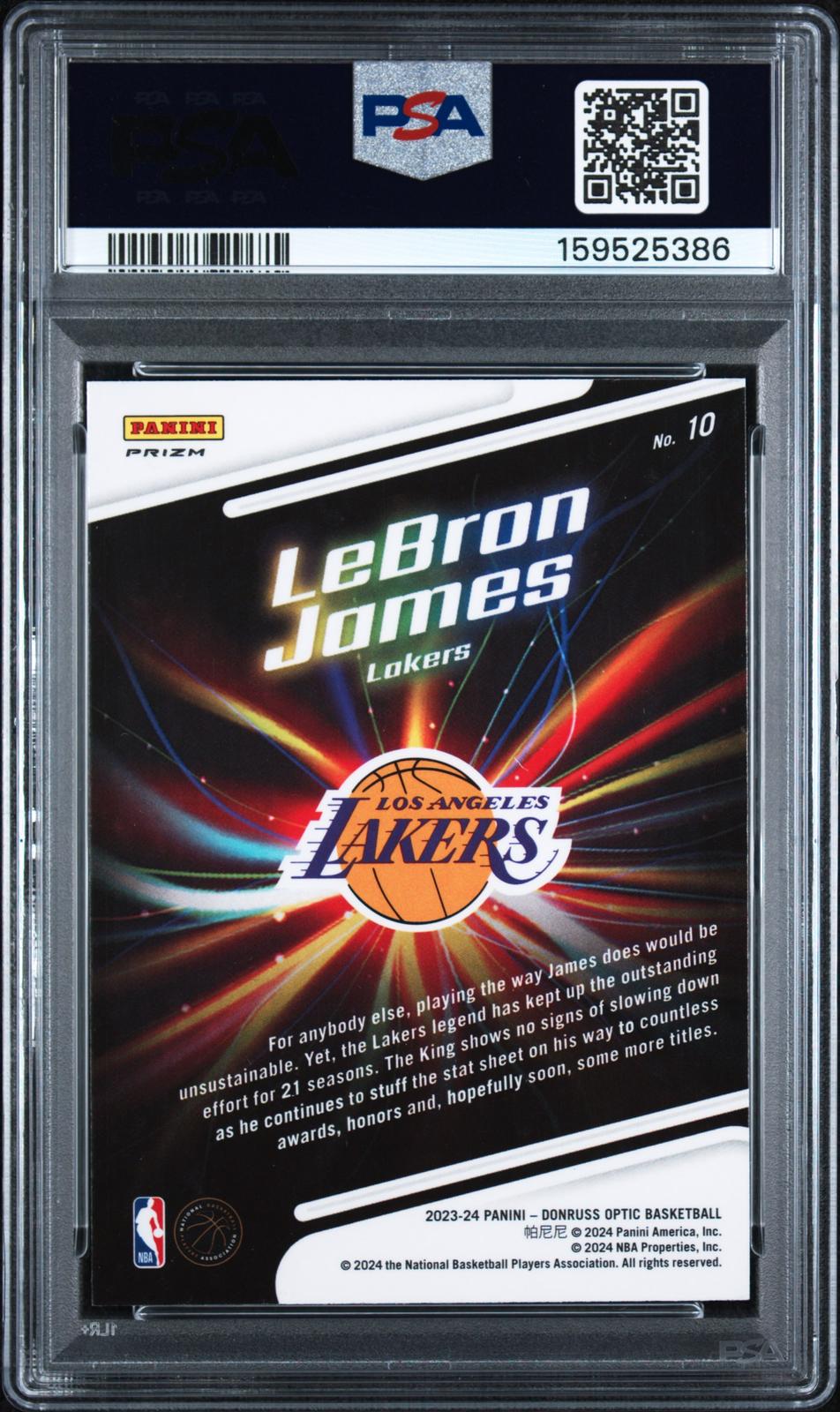 2023 Panini Optic Lights Out Lebron James Lights Out-Holo PSA 10 SN 159525386