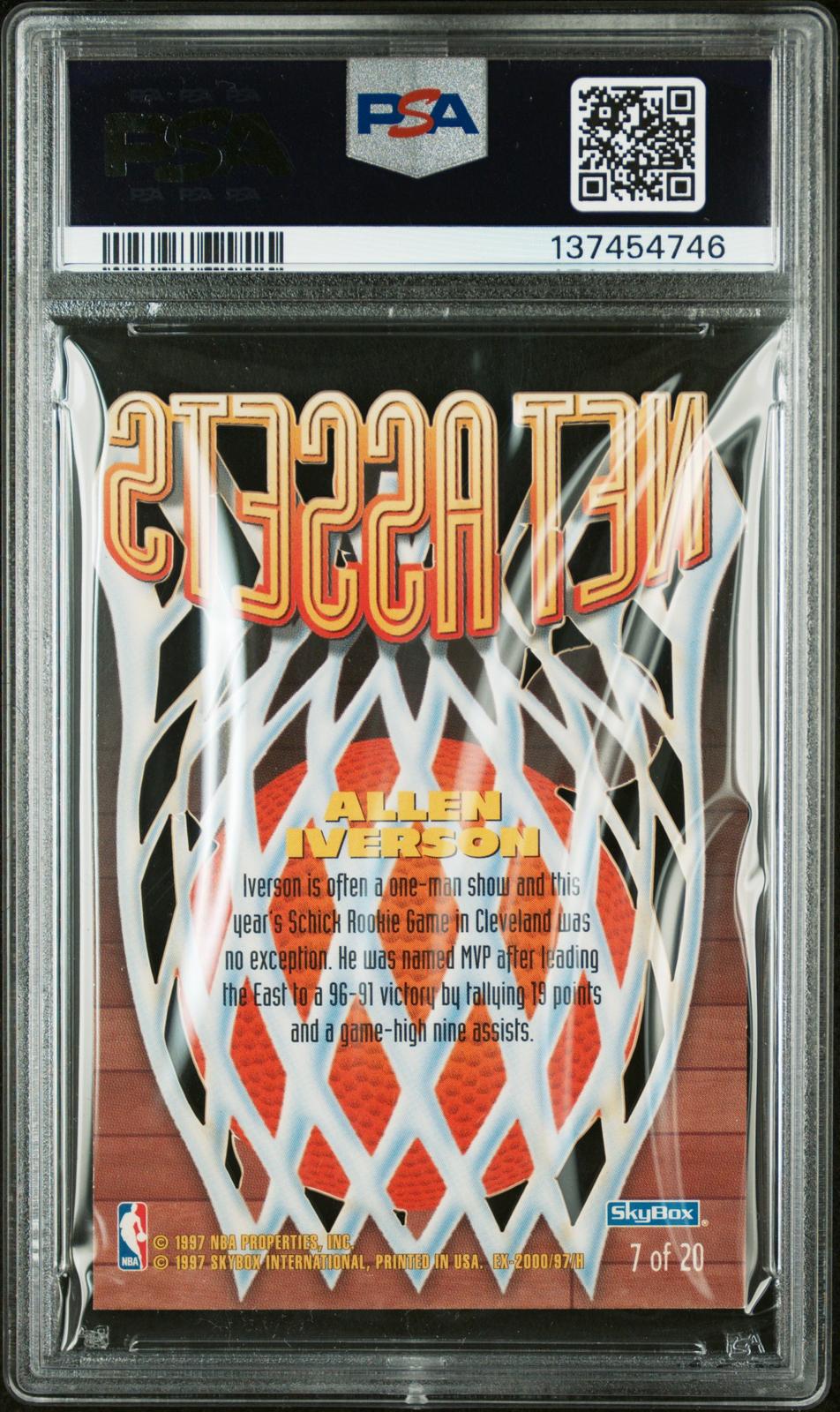 1996 Skybox E-X2000 Net Assets #7 Allen Iverson Net Assets PSA 9 SN 137454746