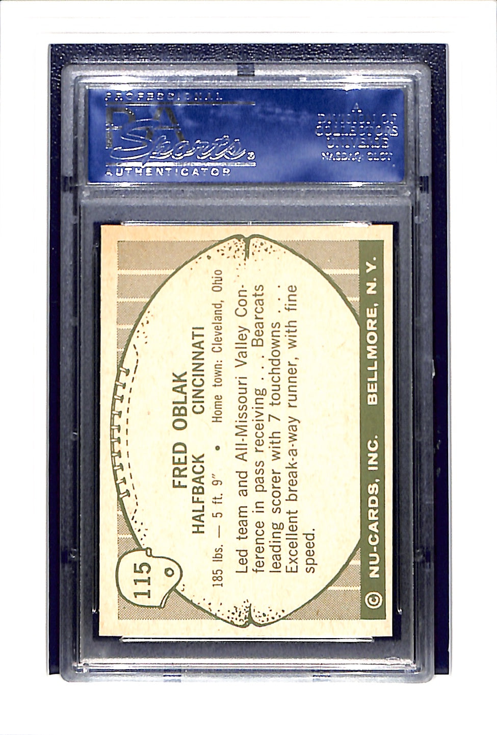1961 Nu-Cards #115 Fred Oblak PSA 9