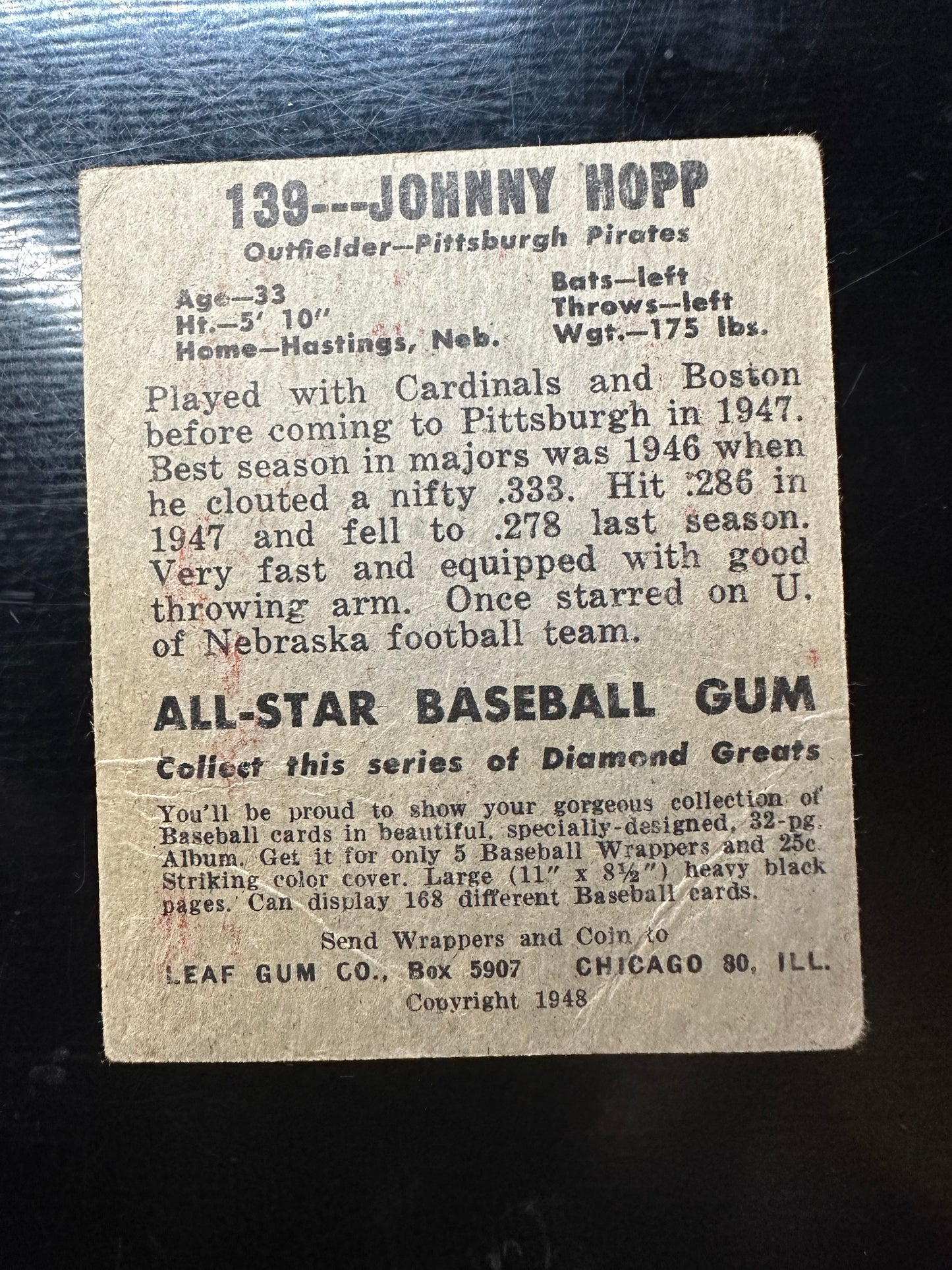 1948 Leaf #139 Johnny Hopp G
