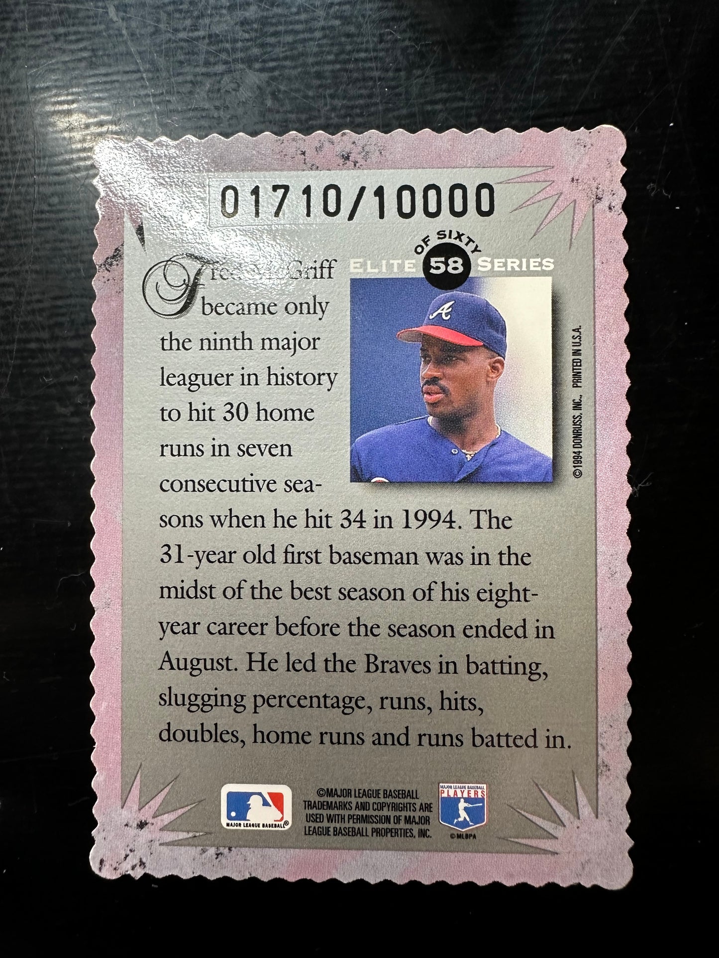 1995 Donruss #58 Fred McGriff 1710/10000 The Elite Series