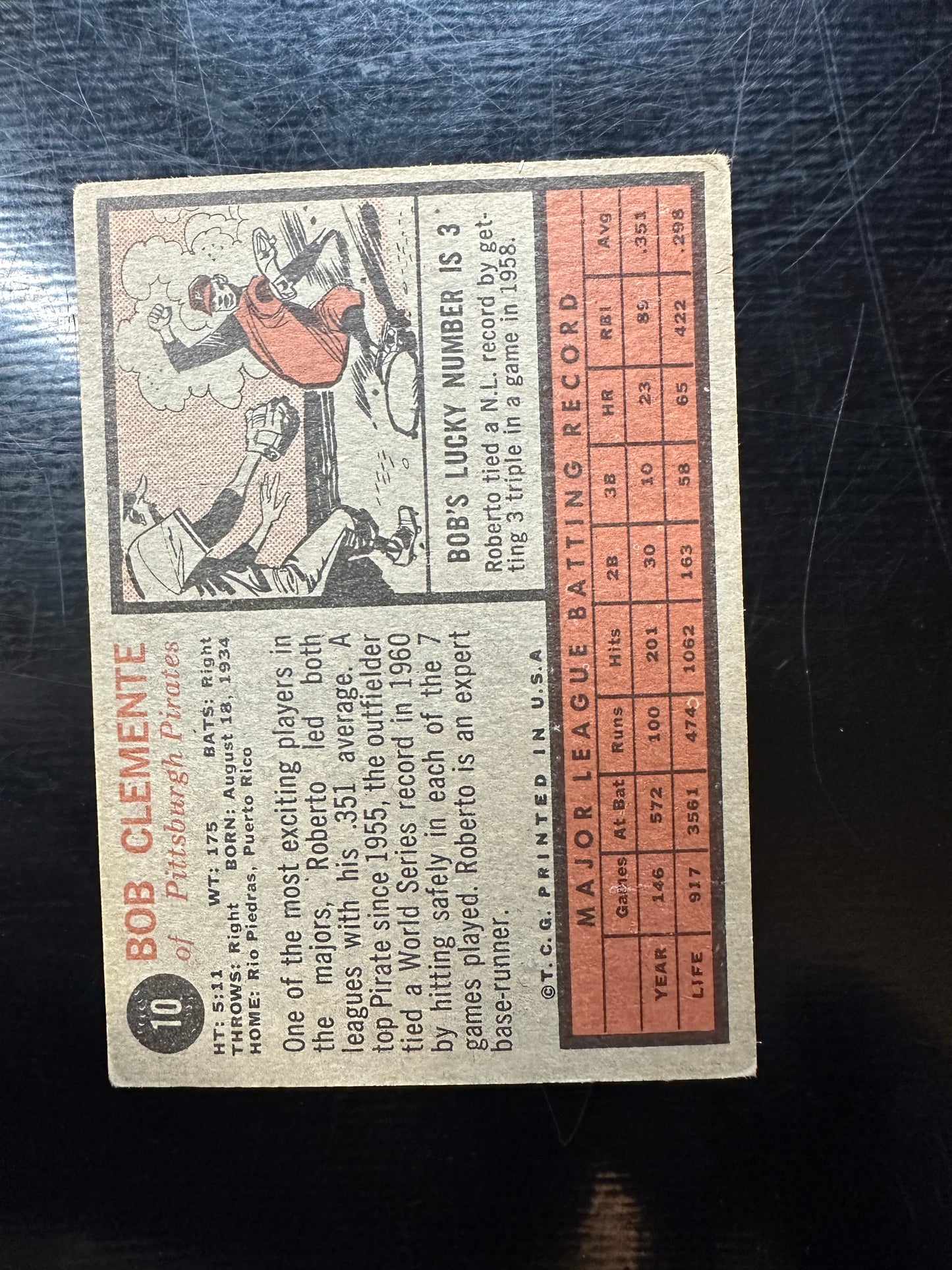 1962 Topps #10 Roberto Clemente EX