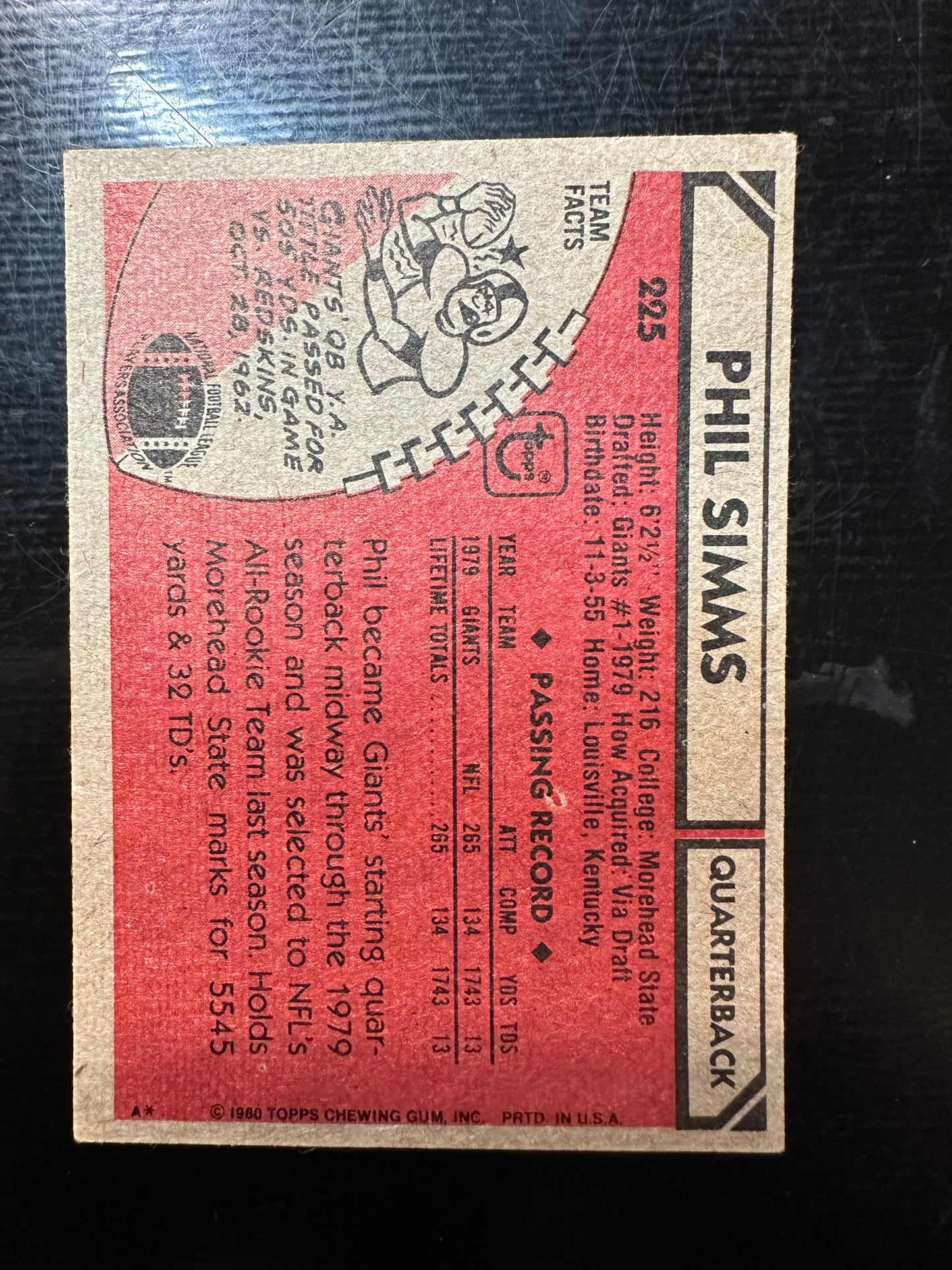 1980 Topps #225 Phil Simms RC New York Giants EXMT