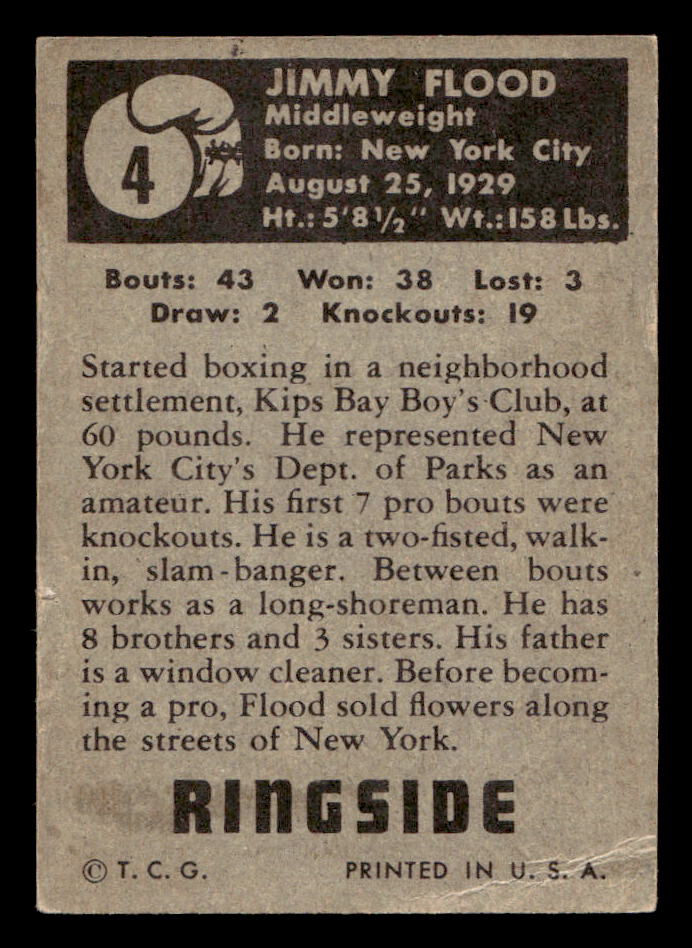 1951 Topps Ringside Boxing #4 Jimmy Flood - VG