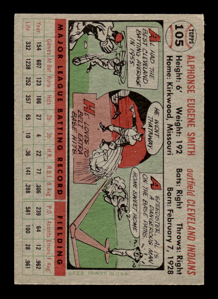 1956 Topps #105 Al Smith - Cleveland Indians EX Gray Back