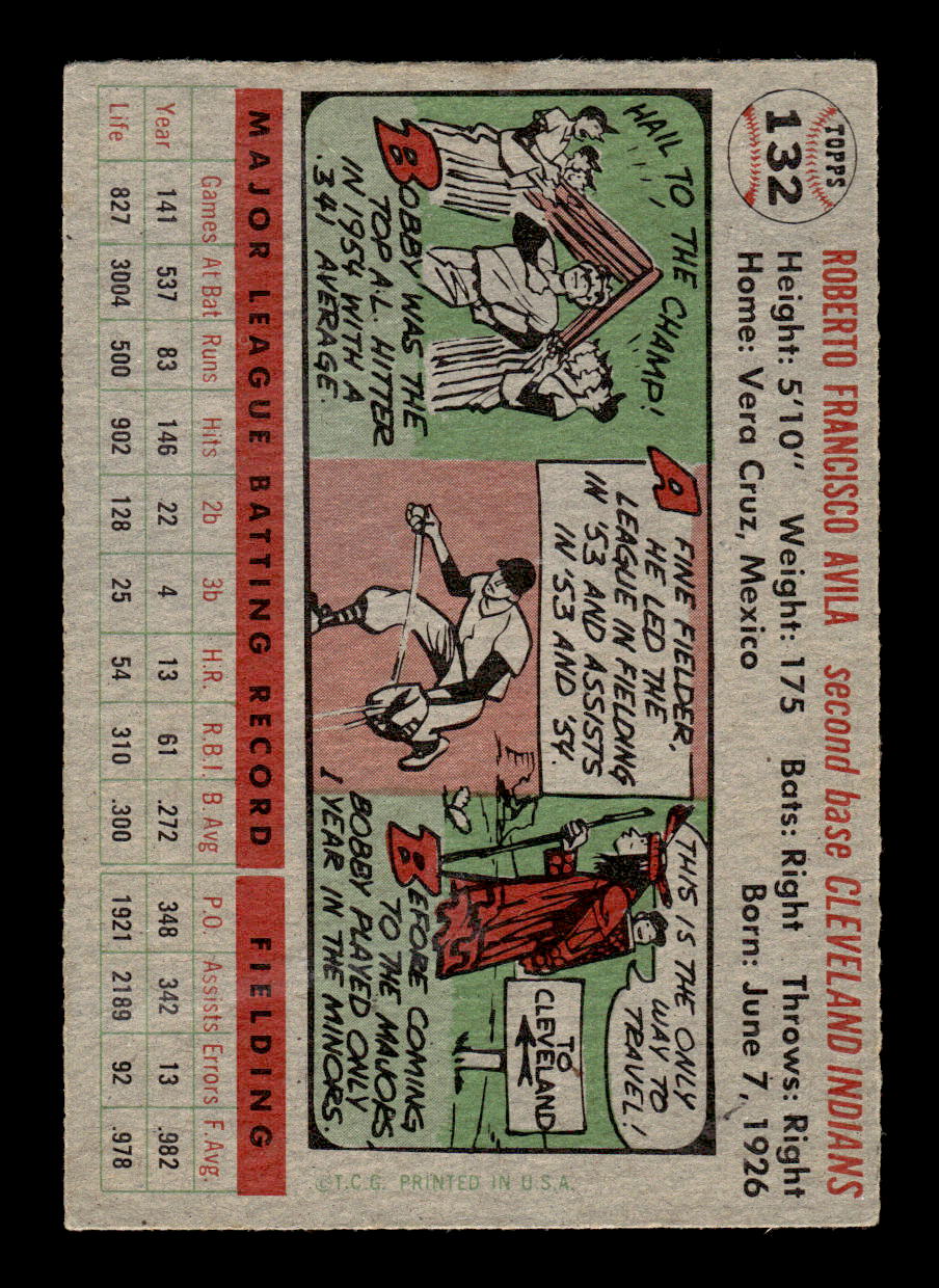 1956 Topps #132 Bobby Avila - Cleveland Indians EX Gray Back