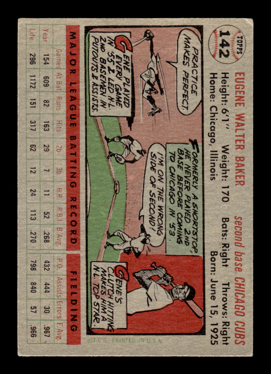 1956 Topps #142 Gene Baker - Chicago Cubs EX Gray Back