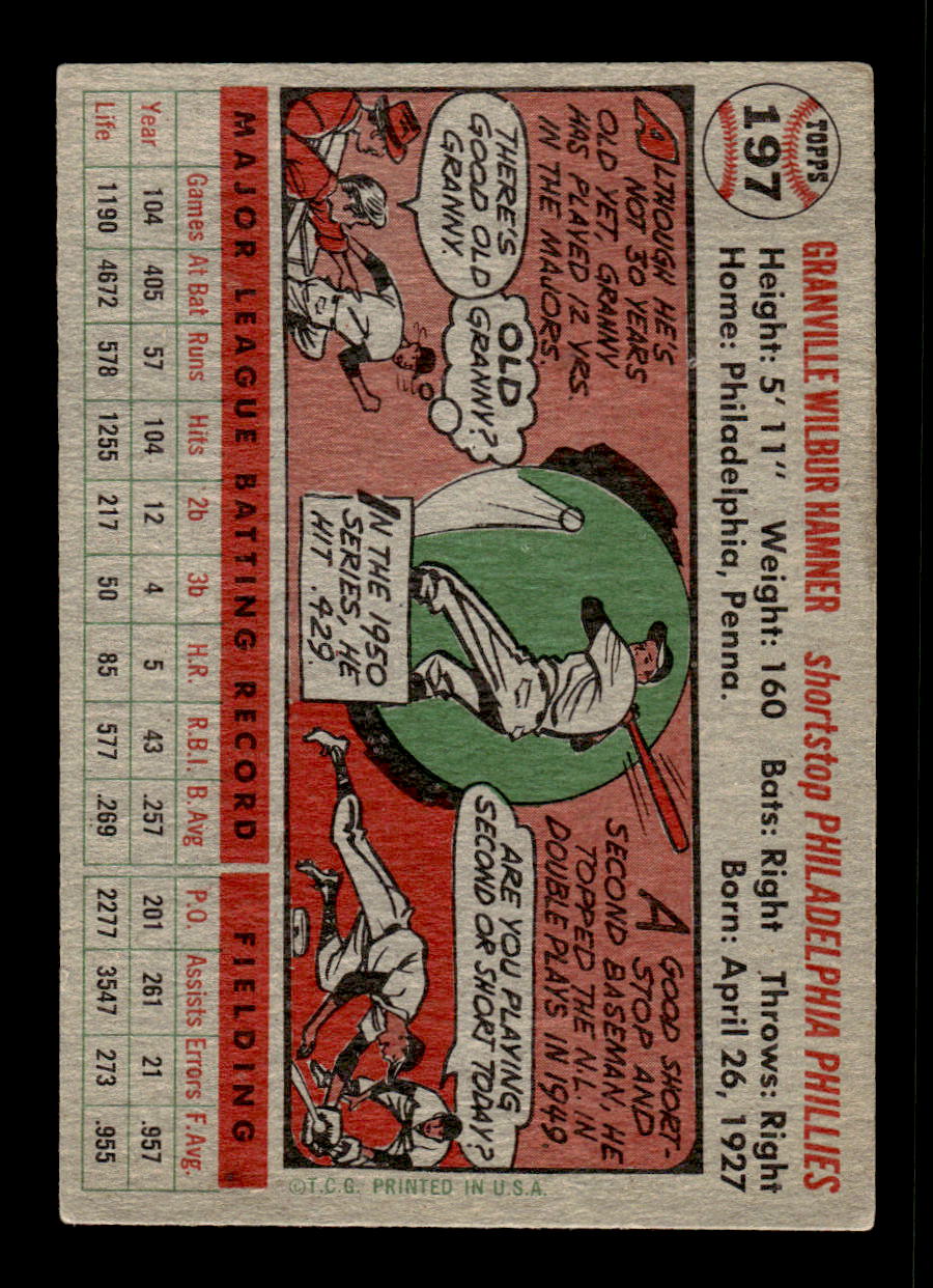 1956 Topps #197 Granny Hamner - Philadelphia Phillies VGEX