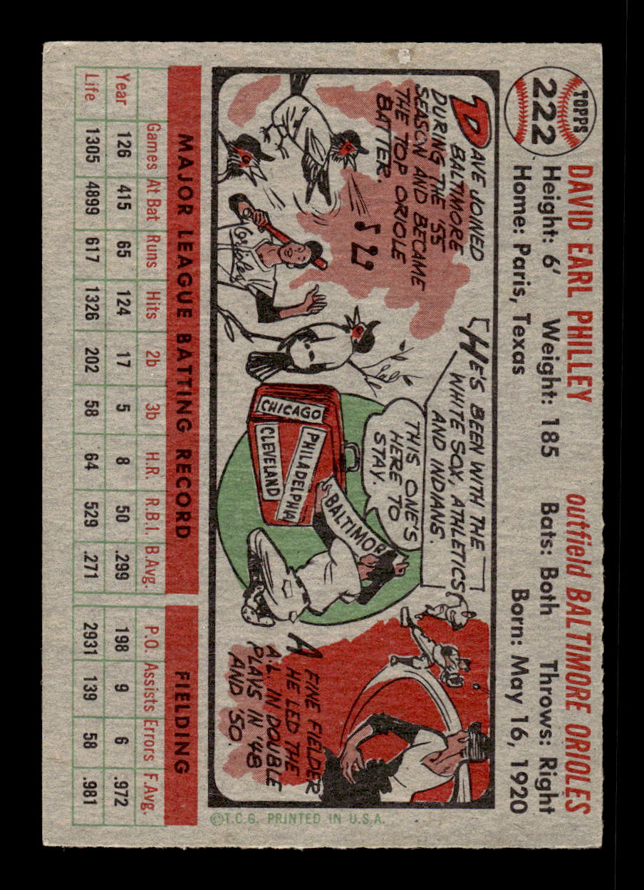 1956 Topps #222 Dave Philley - Baltimore Orioles EX