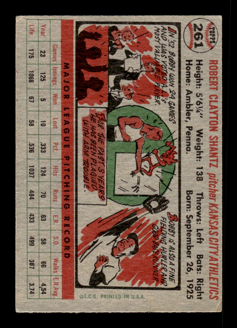 1956 Topps #261 Bobby Shantz - Kansas City Athletics VGEX