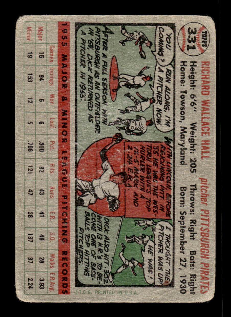 1956 Topps #331 Dick Hall - Pittsburgh Pirates G