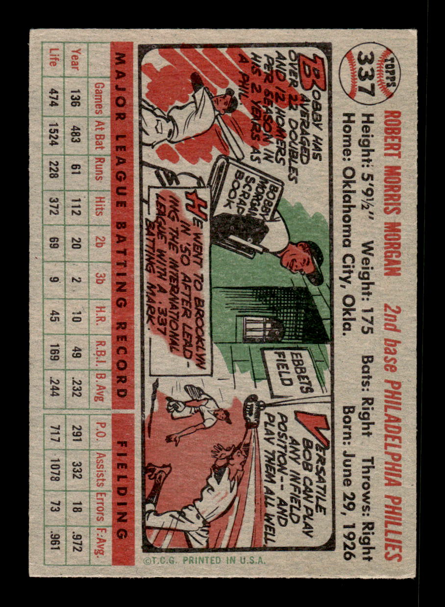 1956 Topps #337 Bobby Morgan - Philadelphia Phillies VGEX