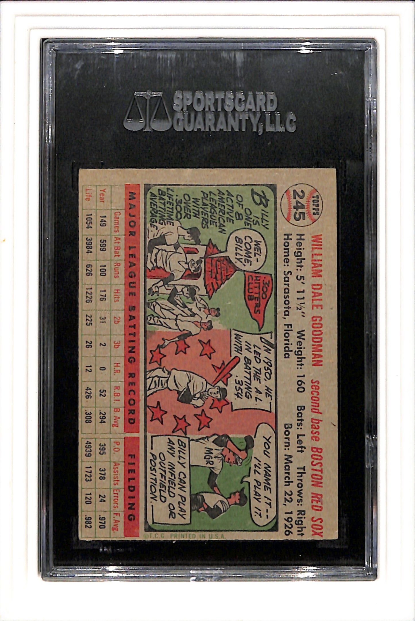 1956 Topps #245 Billy Goodman Collectors Collection SGC 5