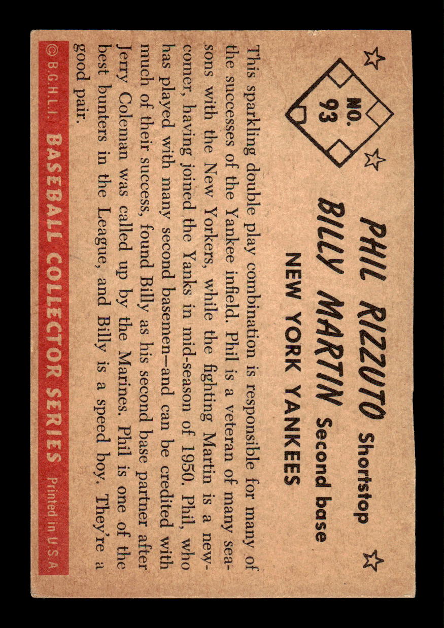 1953 Bowman Color #93 Billy Martin / Phil Rizzuto Poor HOF-10001480