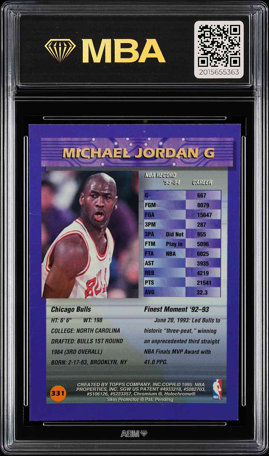 1994-95 Finest #331 Michael Jordan MBA 9 SN 2015655363