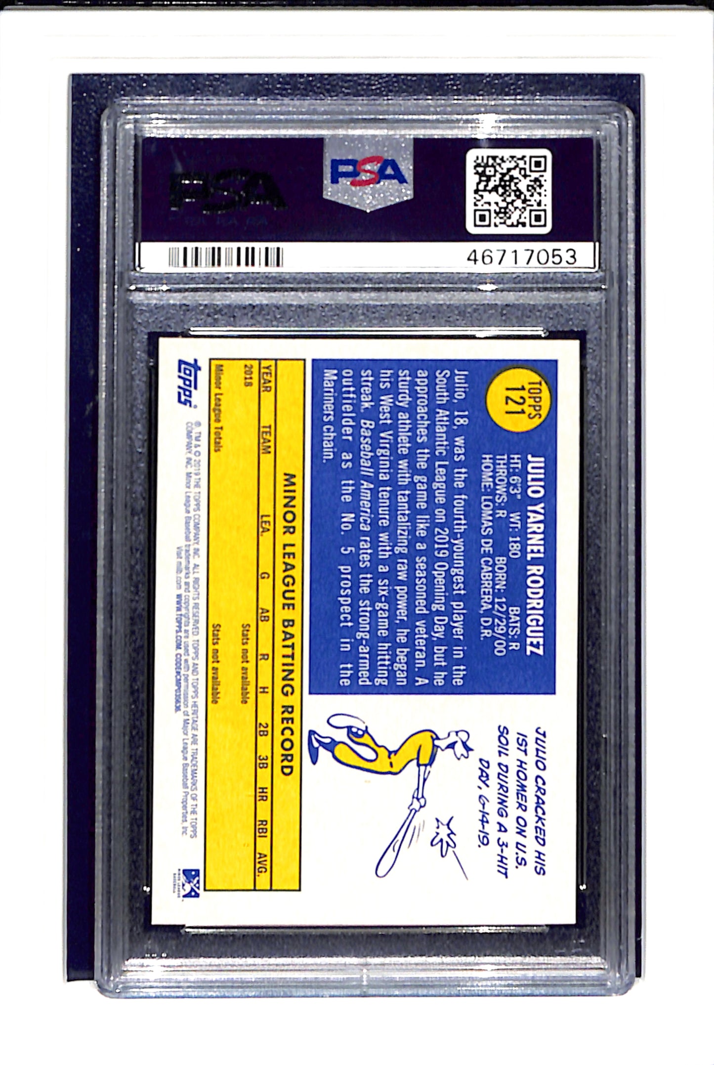 2019 Topps Heritage #121 Julio Rodriguez PSA 10 SN 46717053