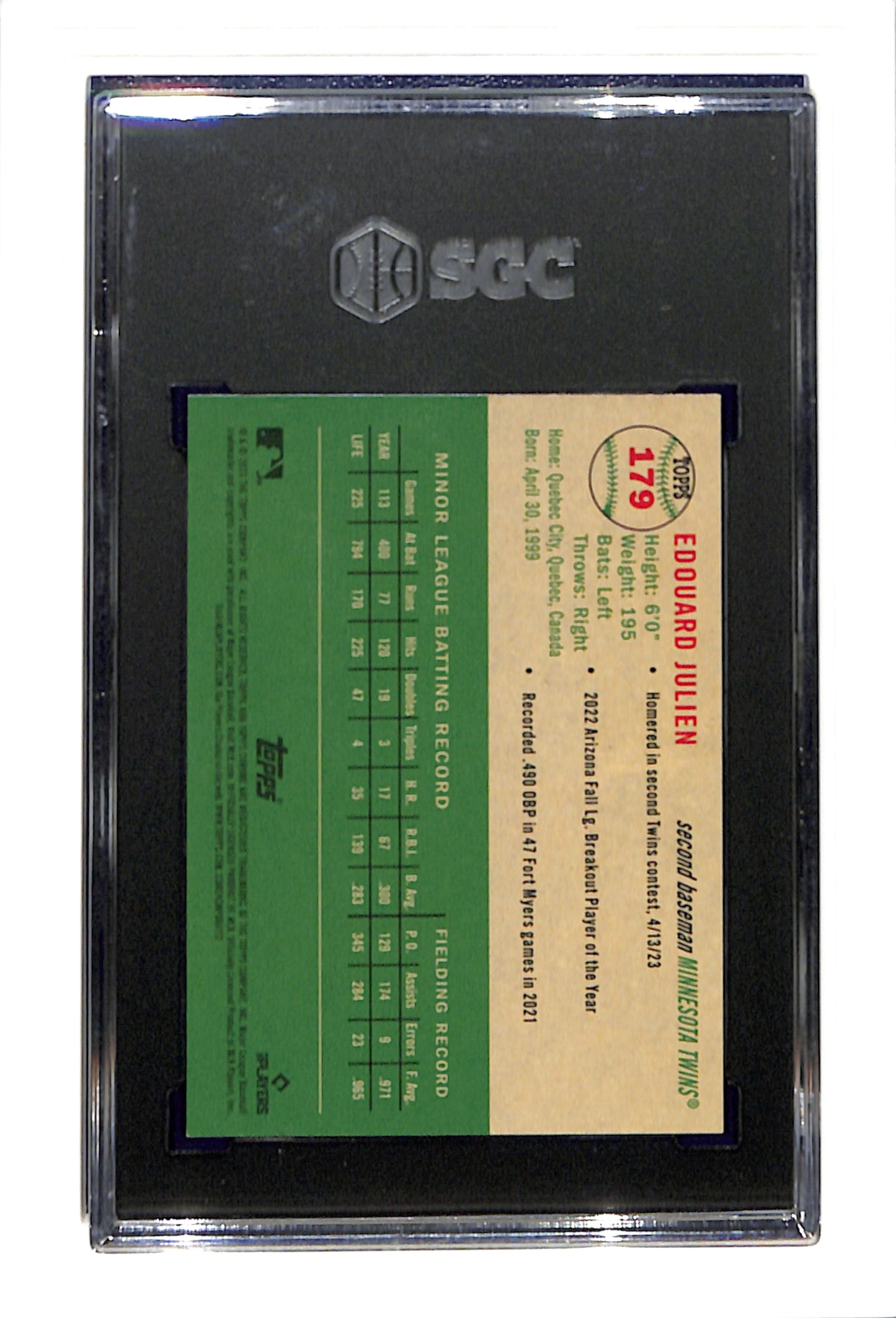 2023 Topps Chrome Platinum Anniversary #179 Edouard Julien SGC 9 436/499 Twins