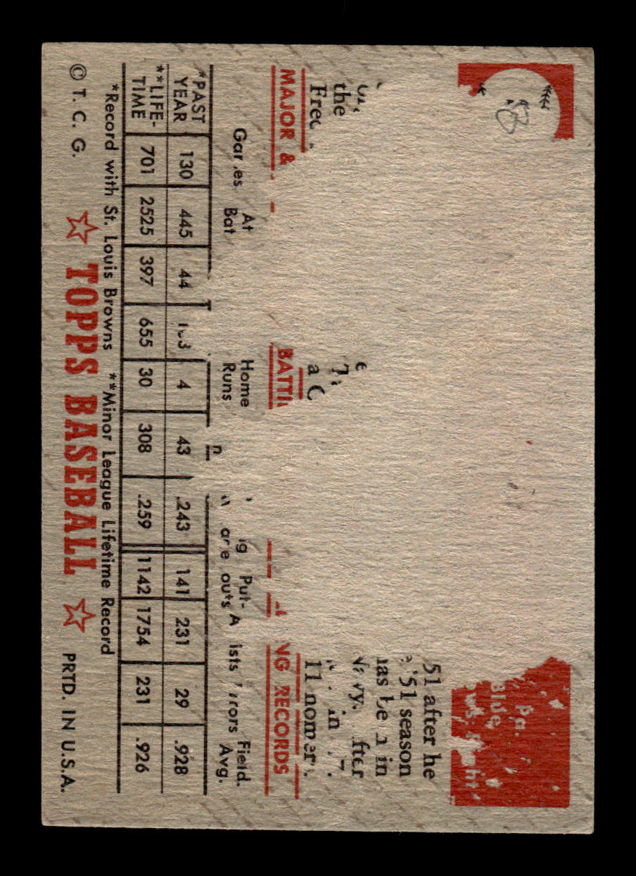 1952 Topps #8 Fred Marsh St. Louis Browns LOW GRADE CS26014692