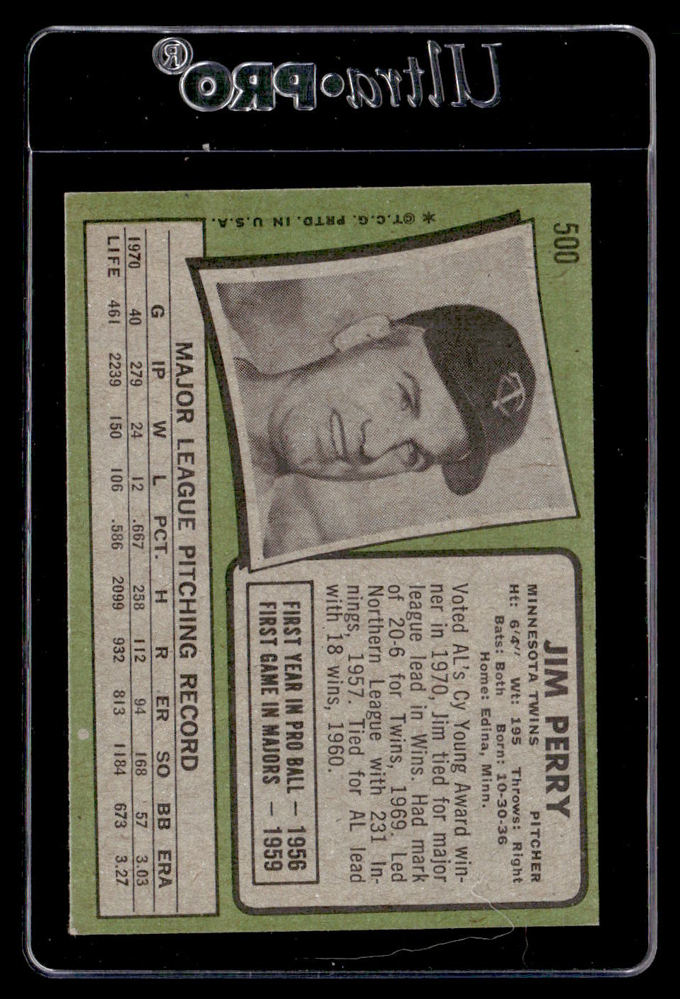 1971 Topps #500 Jim Perry EX