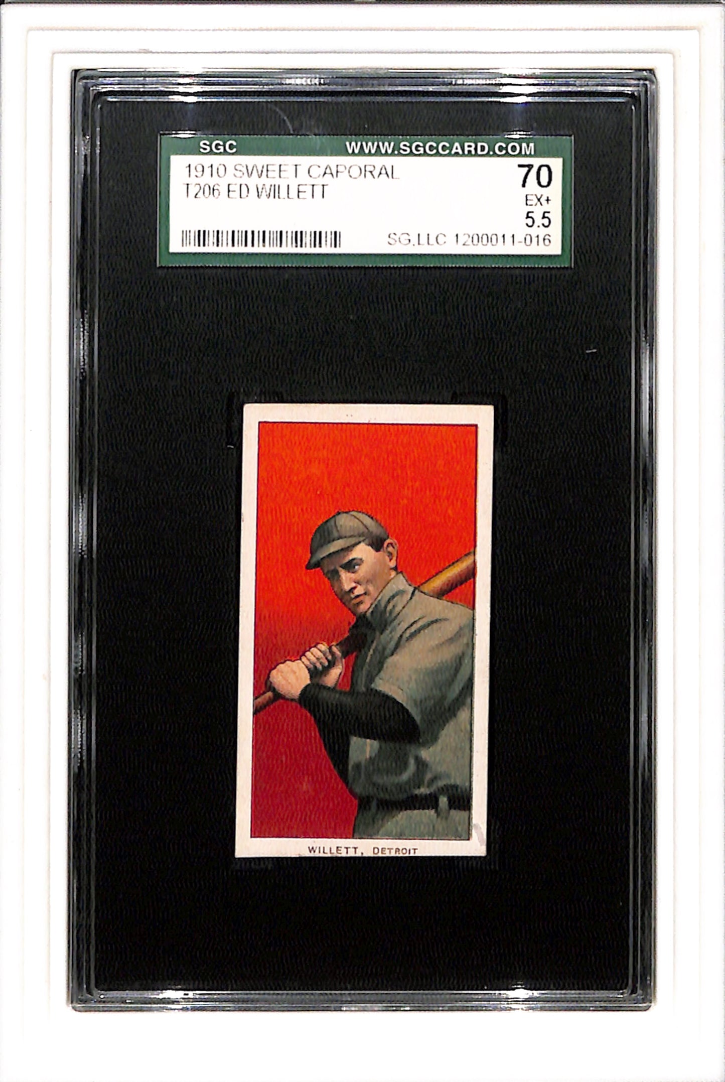 1909-1910 T206 Ed Willetts SGC 5.5 Sweet Caporal Bat On Shoulder
