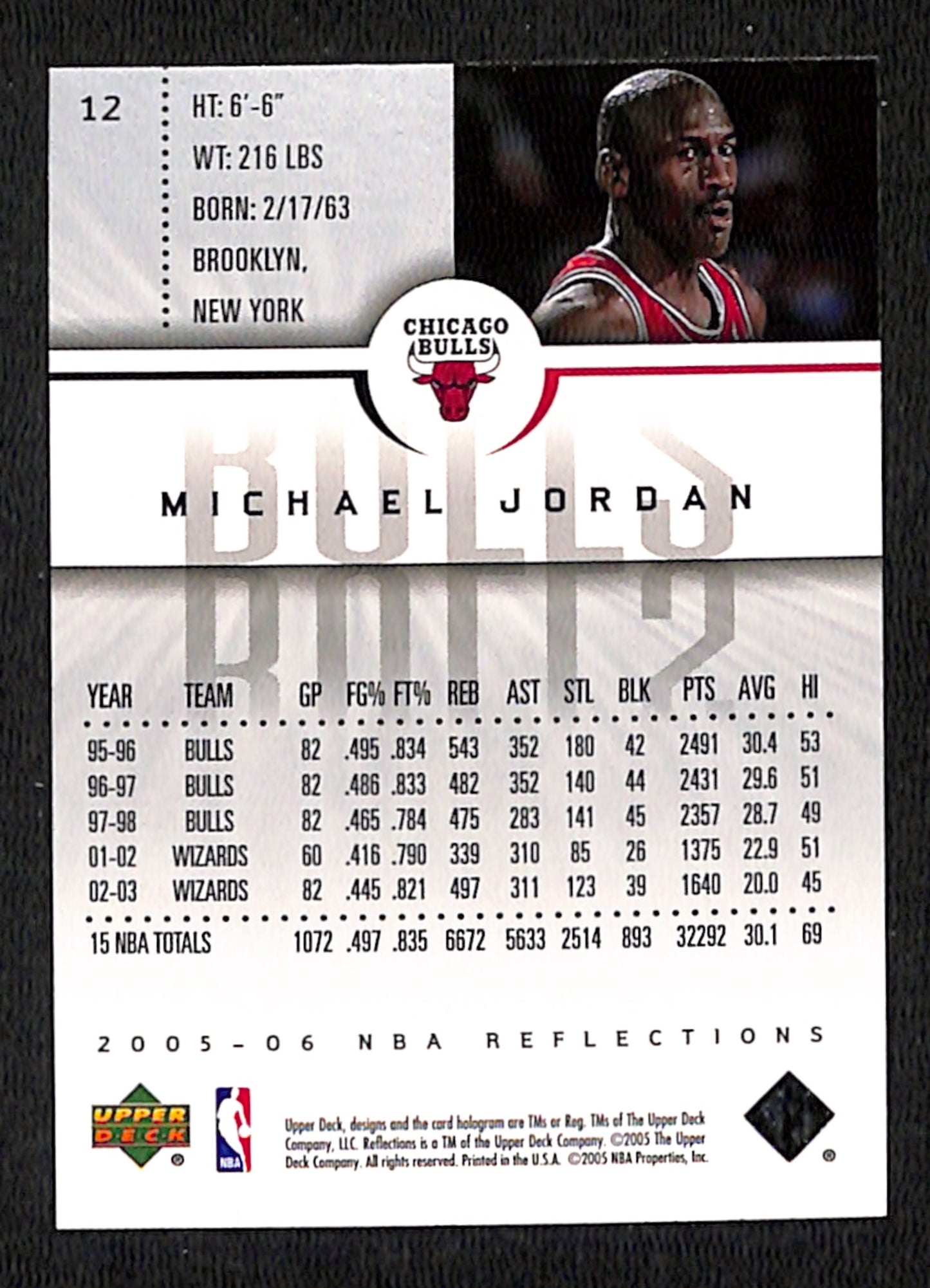 2005-06 Upper Deck NBA Reflections #12 Michael Jordan  Bulls
