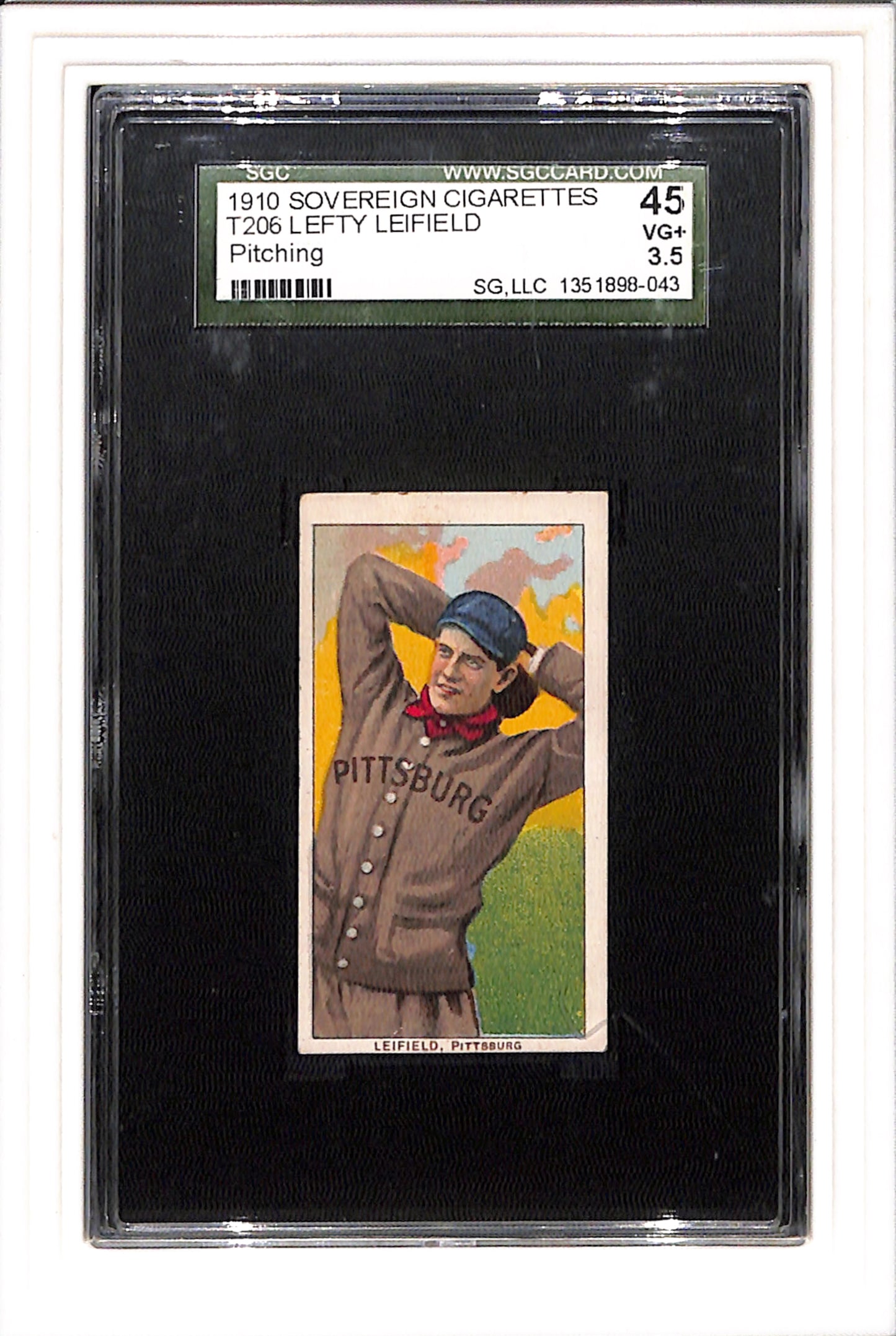1910 T206 Lefty Leifield Pitching Sovereign 350 SGC 3.5