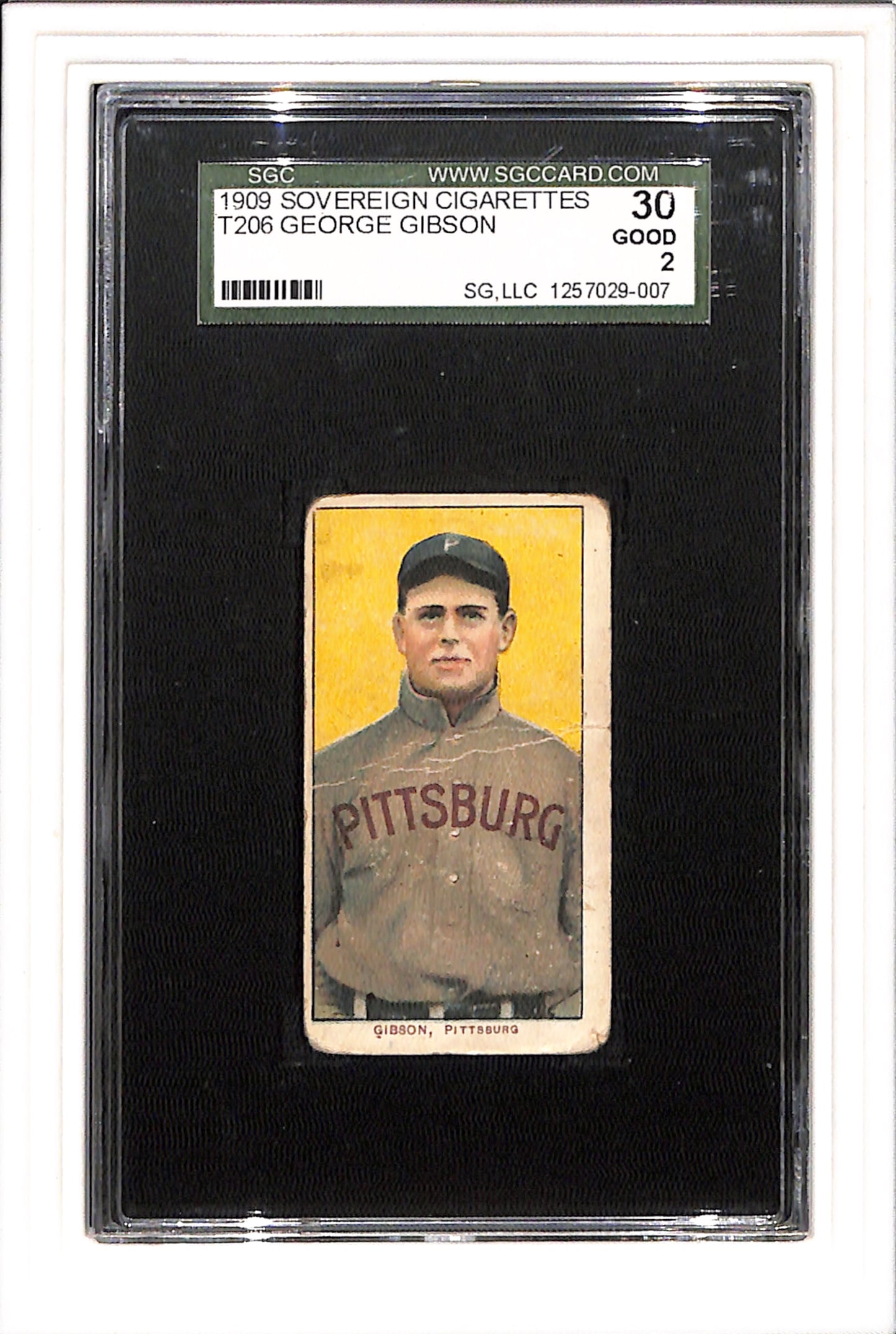 1910 T206 George Gibson Sovereign 150 SGC 2 Tough Card Low Pop