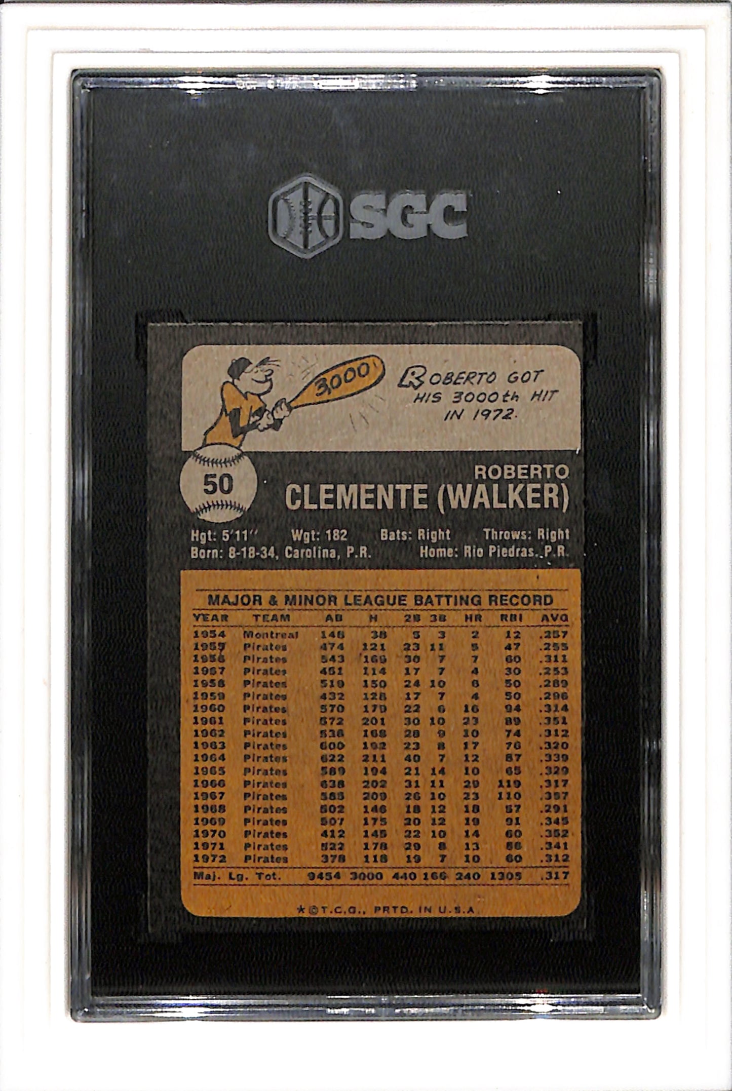 1973 Topps #50 Roberto Clemente SGC 8.5 SN 2787139