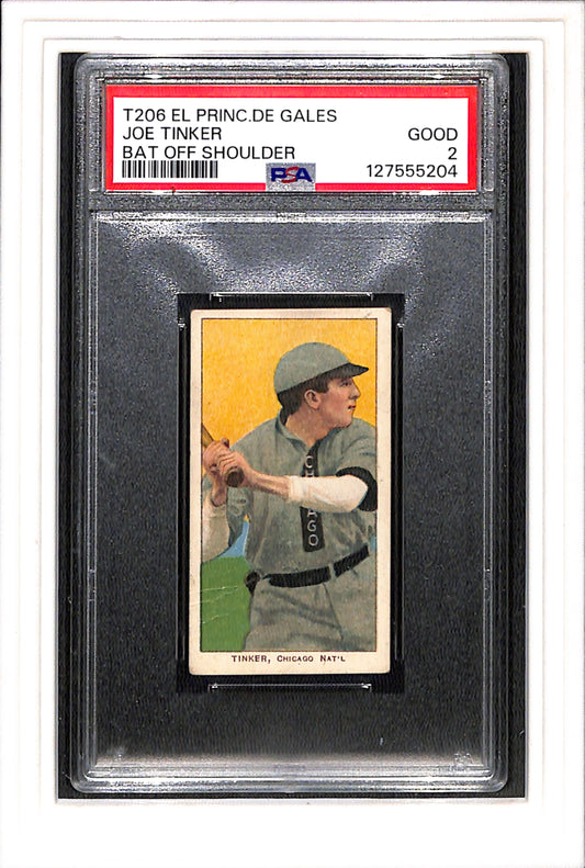 1909-11 T206 Joe Tinker Bat Off Shoulder EPDG PSA 2 SN 127555204
