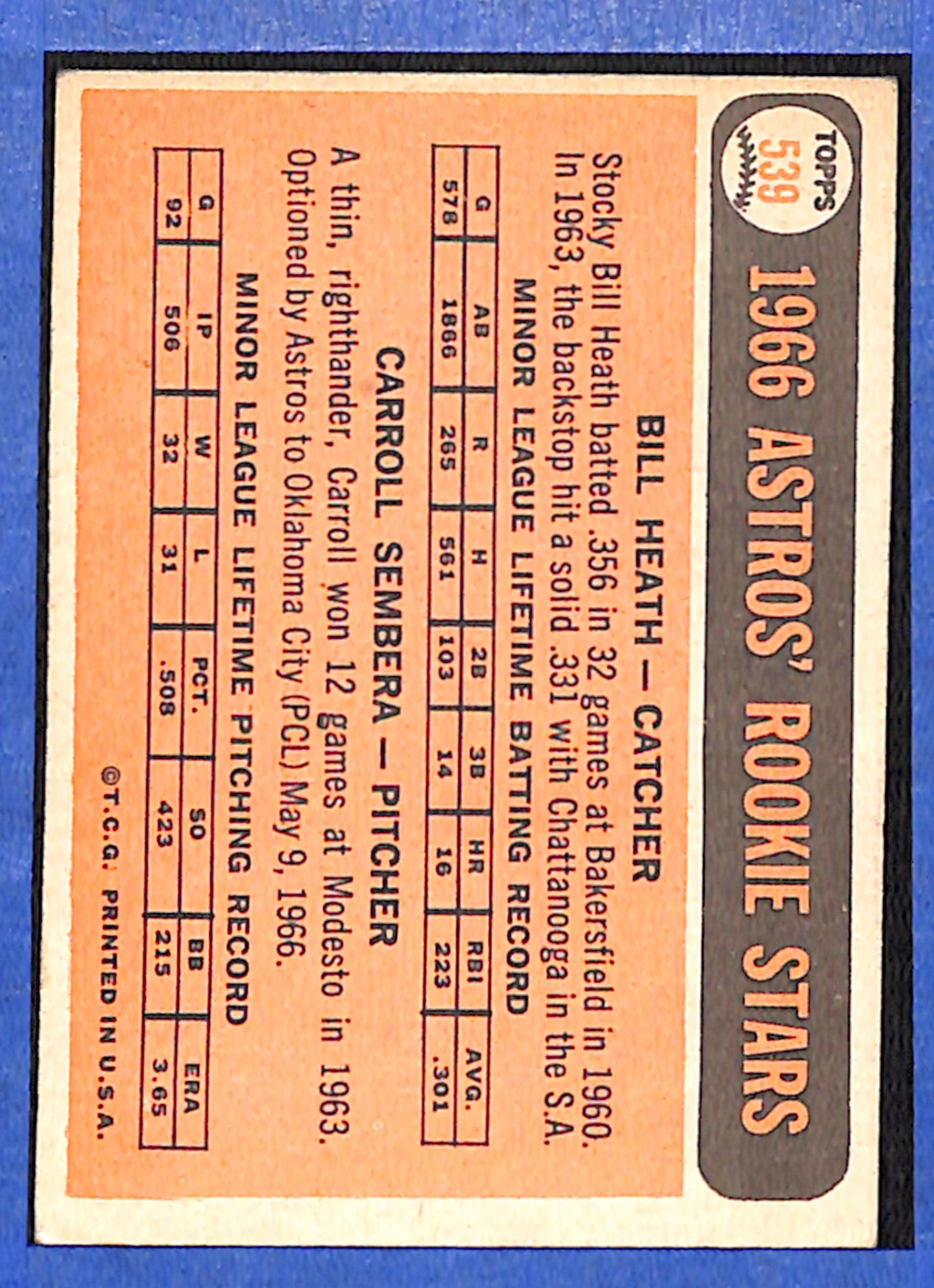 1966 Topps #539 Astros 1966 Rookie Stars EX - HI# HOF-10005992