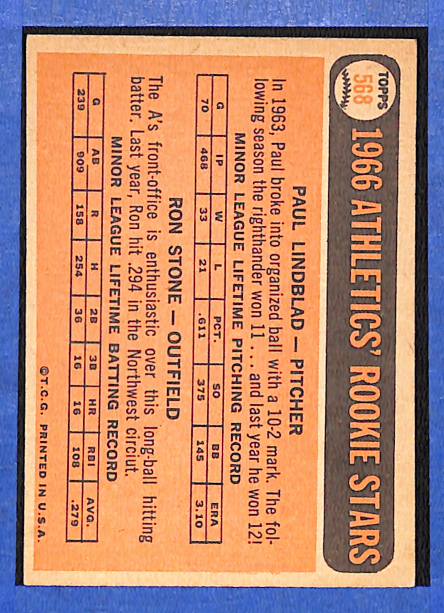 1966 Topps #568 Athletics 1966 Rookie Stars NMT - HI# HOF-10005972