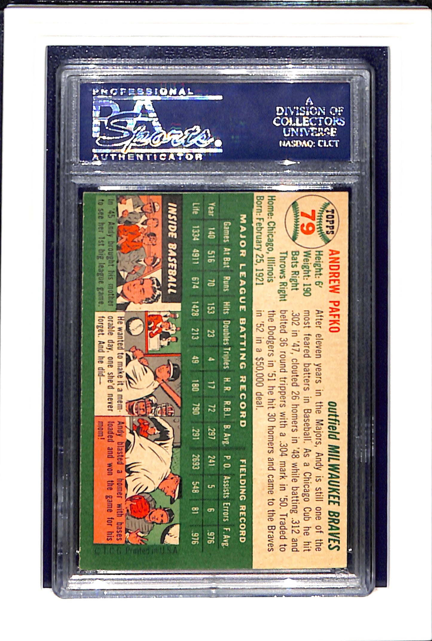 1954 Topps #79 Andy Pafko PSA 8 OC SN 23762725