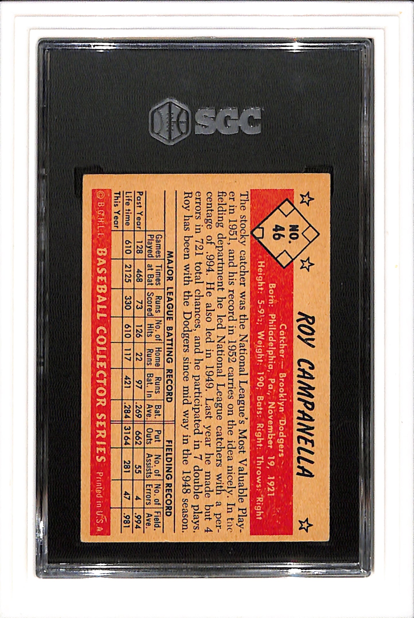 1953 Bowman Color #46 Roy Campanella SGC 4.5 SN 5119575