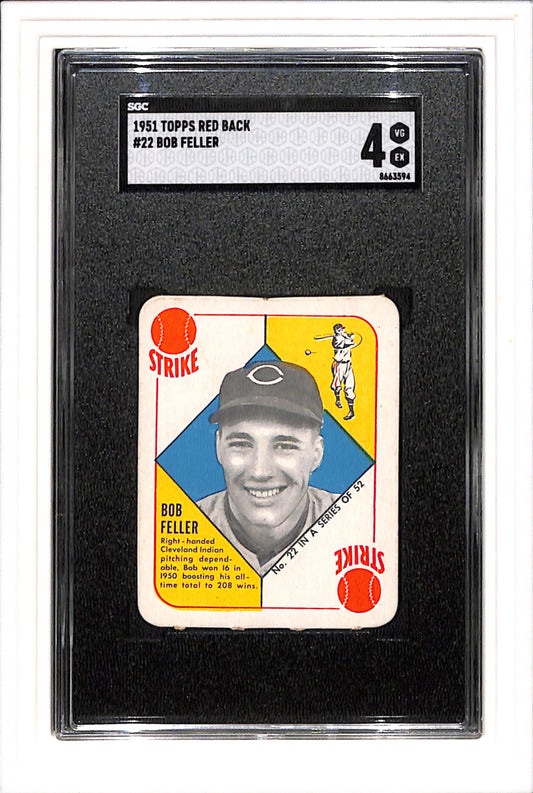 1951 Topps Red Back #22 Bob Feller SGC 4 SN 8663594