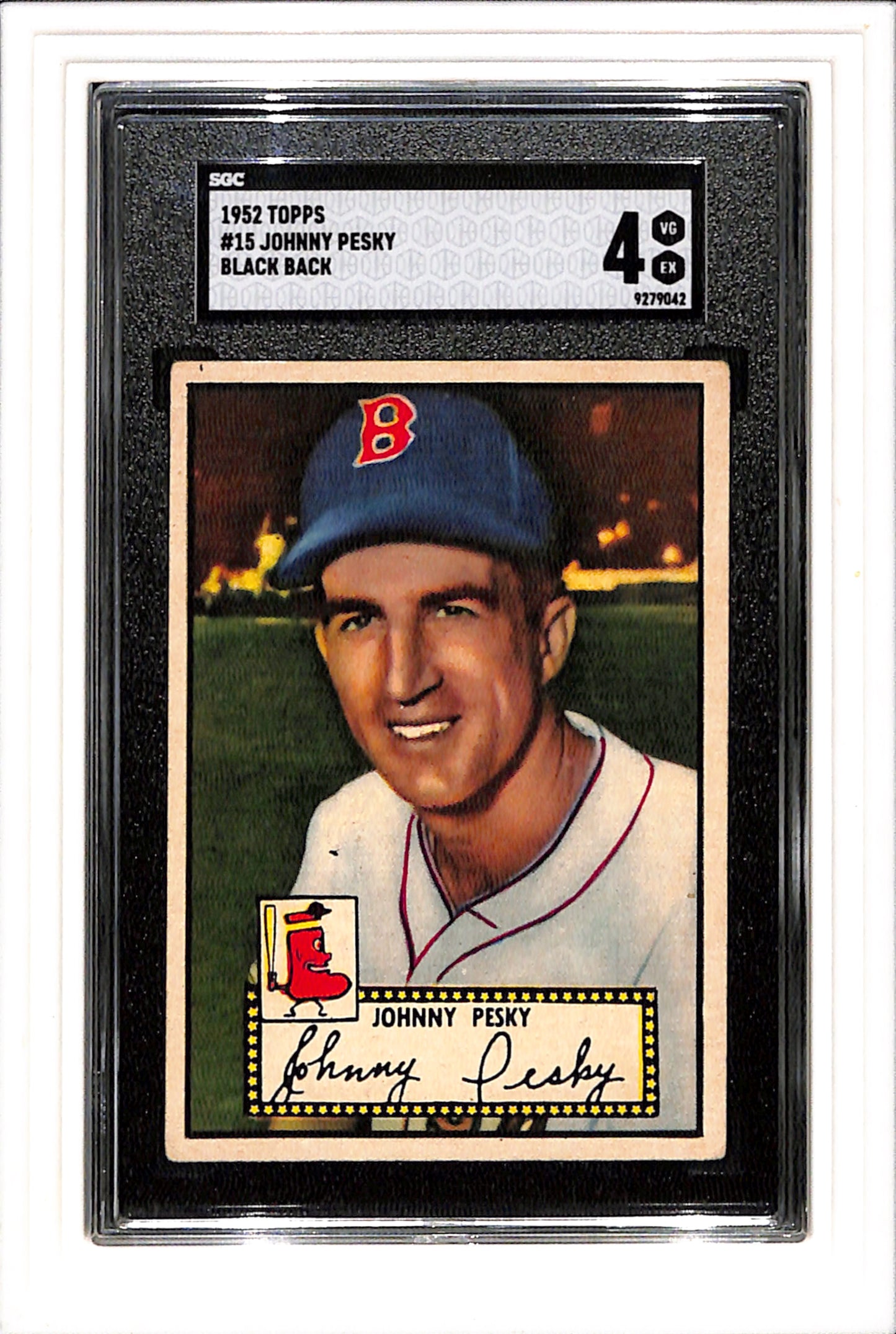 1952 Topps #15 Johnny Pesky Black Back SGC 4 SN 9279042