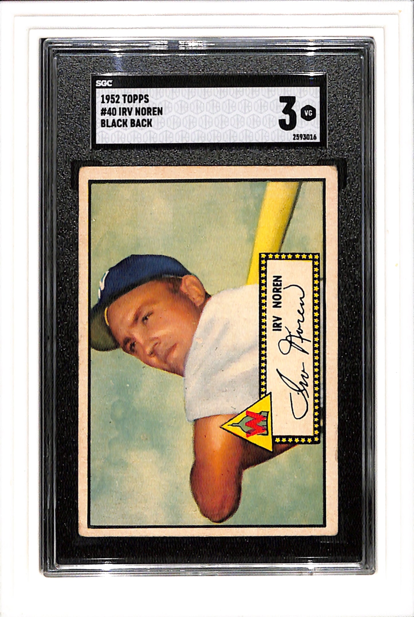 1952 Topps #40 Irv Noren Black Back SGC 3 SN 2593016