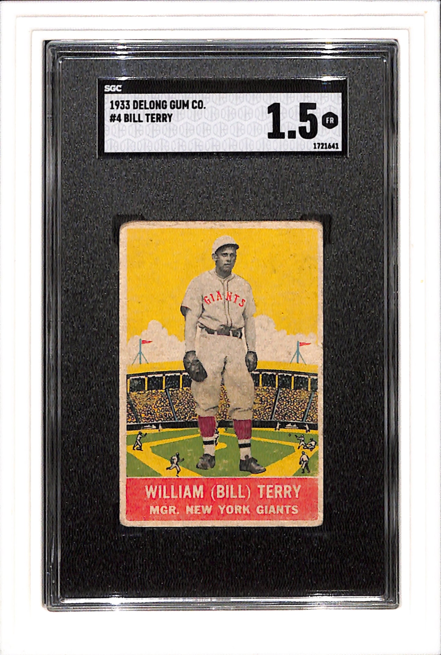 1933 Delong Gum Co. #4 Bill Terry SGC 1.5 SN 1721641