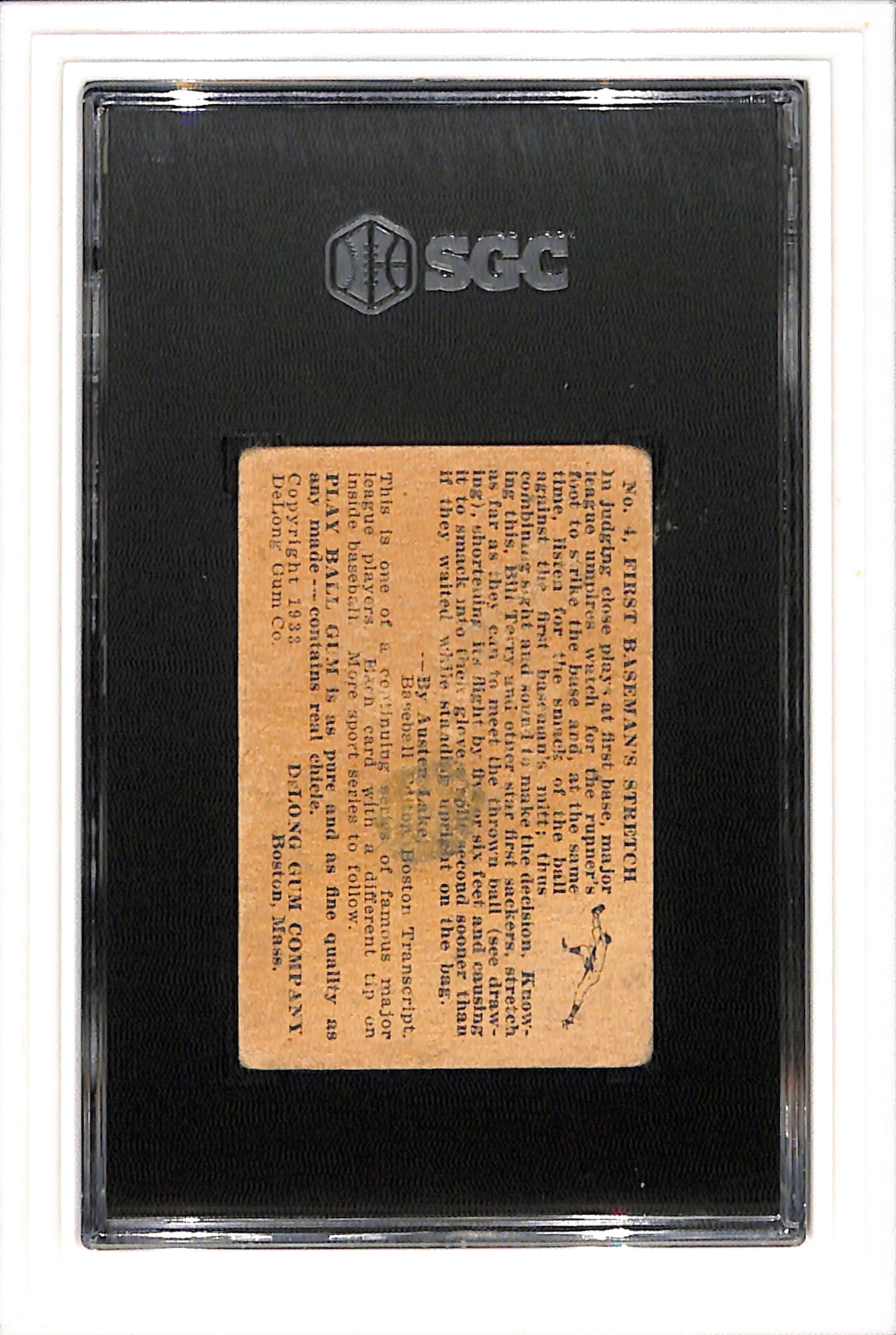 1933 Delong Gum Co. #4 Bill Terry SGC 1.5 SN 1721641
