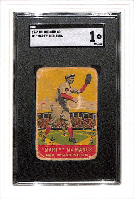 1933 Delong Gum Co. #1 Marty Mcmanus SGC 1 SN 8254854