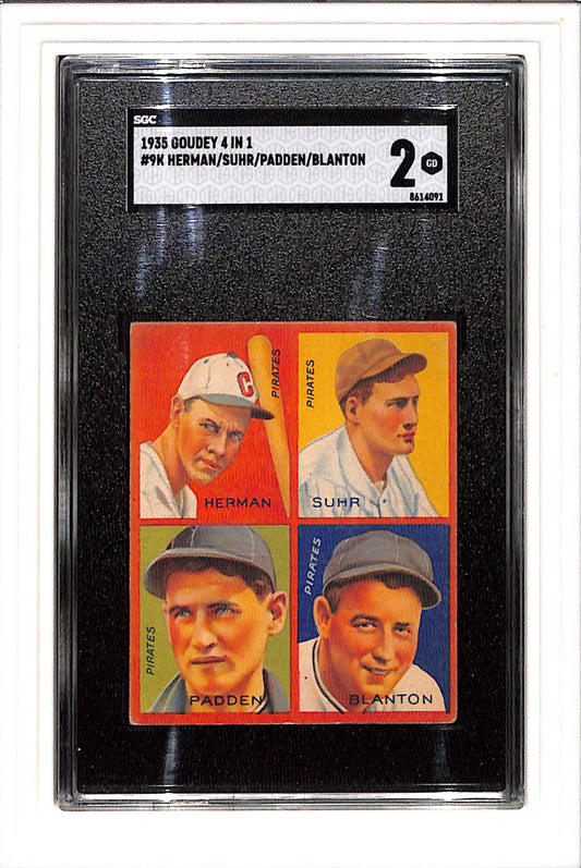 1935 Goudey 4 In 1 #9K Herman/Suhr/Padden/Blanton SGC 2 SN 8614091