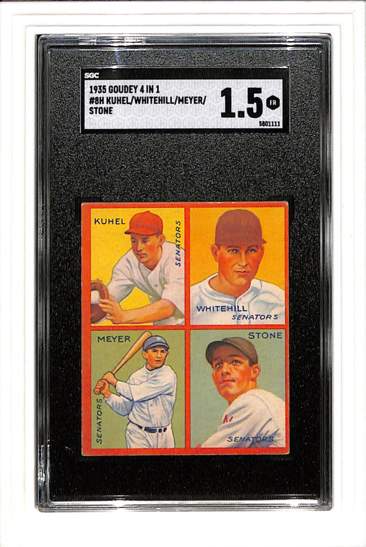 1935 Goudey 4 In 1 #8H Kuhel/Whitehill/Meyer/Stone SGC 1.5 SN 5801111