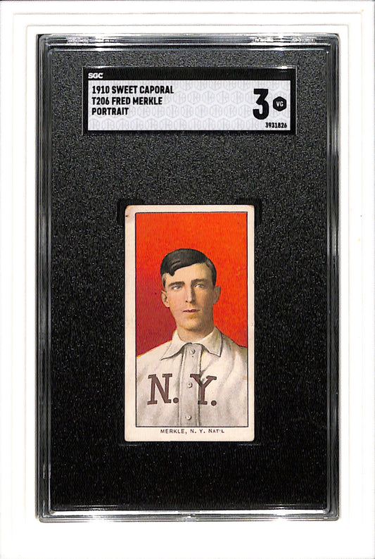1910 Sweet Caporal T206 Merkle, Fred Portrait SGC 3 SN 3931826